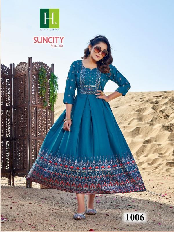 Hirwa Suncity Vol 2 Plus Size Designer Long Anarkali Kurti Collection